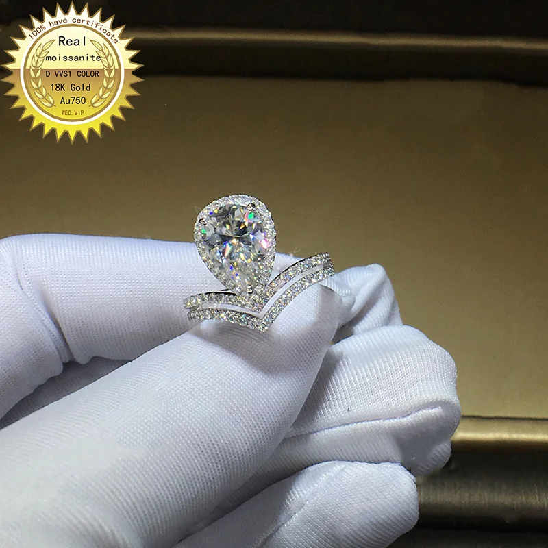 

100% 18K Золотое кольцо 1ct D VVS муассанит обручальное кольцо и Свадебные украшения с сертификатом 0028
