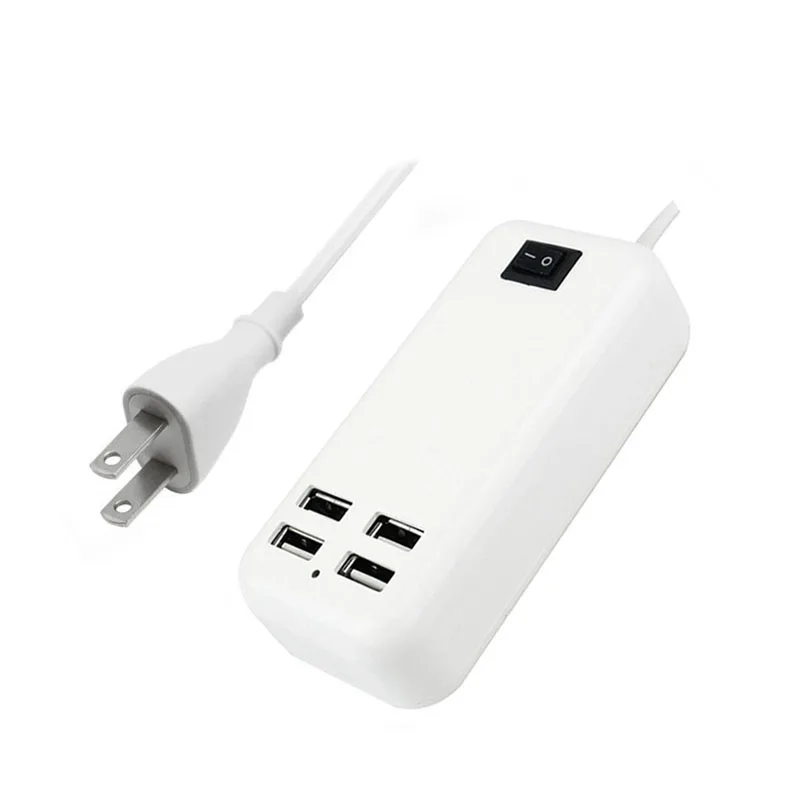 ЕС/США/Великобритания штекер 5V3A 4 порта USB настенное зарядное устройство AC адаптер питания 1,5 м длинный кабель вкл/выкл переключатель путешествия домашнее устройство для iPhone iPad