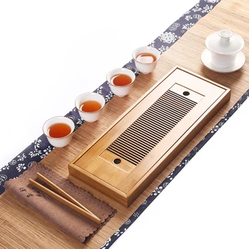 Bambusowe tace do herbaty chińska herbata do serwowania herbata Kung Fu tace ekologiczne i wysokiej jakości tace do przechowywania wody stołowej suchy stół bąbelkowy tanie i dobre opinie Szkoy CN (pochodzenie) Drewna