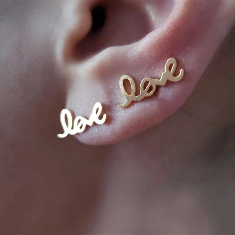 V Attract Wedding Jewelry Vintage Letter Love Statement Earrings 2017 Women Stainless Steel Minimalism Ear Stud|stainless steel oorbellen|earrings