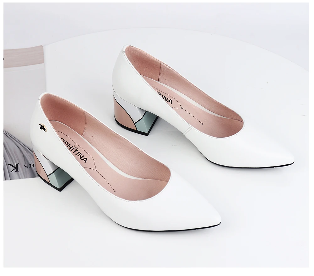 SOPHITINA/пикантные туфли-лодочки с острым носком; высококачественные модные дизайнерские разноцветные туфли из овечьей кожи на квадратном каблуке; новые женские туфли-лодочки; PC567