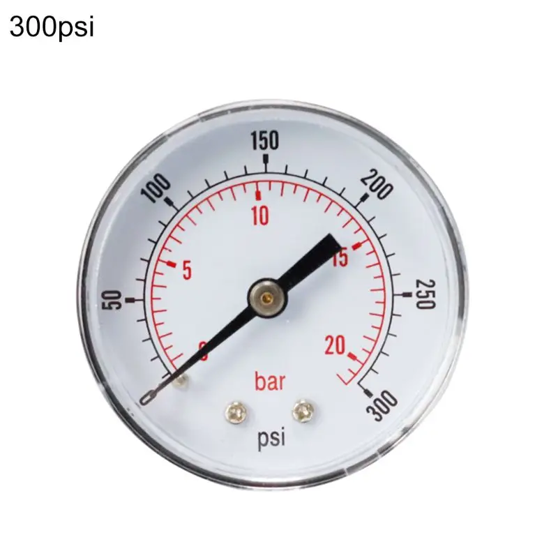 300 Манометр 52 мм Циферблат 1/" BSPT горизонтальный 0/15, 30, 60,100, 160300 фунтов/кв. дюйм и бар - Цвет: 300
