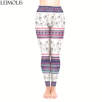 

LEIMOLIS 3D print Lovely Alpaca AZTEC striped fitness push up workout leggings women Harajuku High Waist punk rock sexy leggins