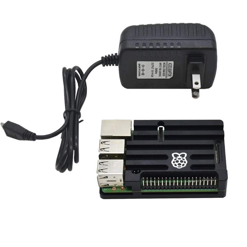 3 в 1 для Raspberry Pi 3 Model B+(плюс) плата+ алюминиевый корпус с ЧПУ+ 5 В 3A адаптер питания с Wifi и комплект Bluetooth Us Plug