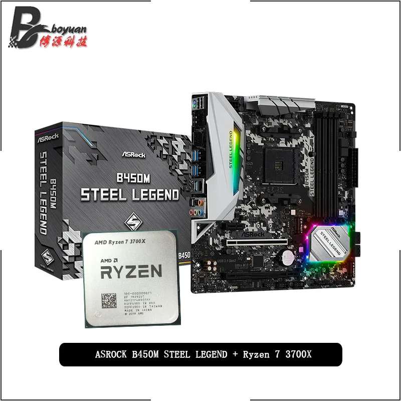 AMD Ryzen 7 3700X R7 CPU + ASROCK B450M STEEL LEGEND материнская плата Suit Socket AM4 все новые но без