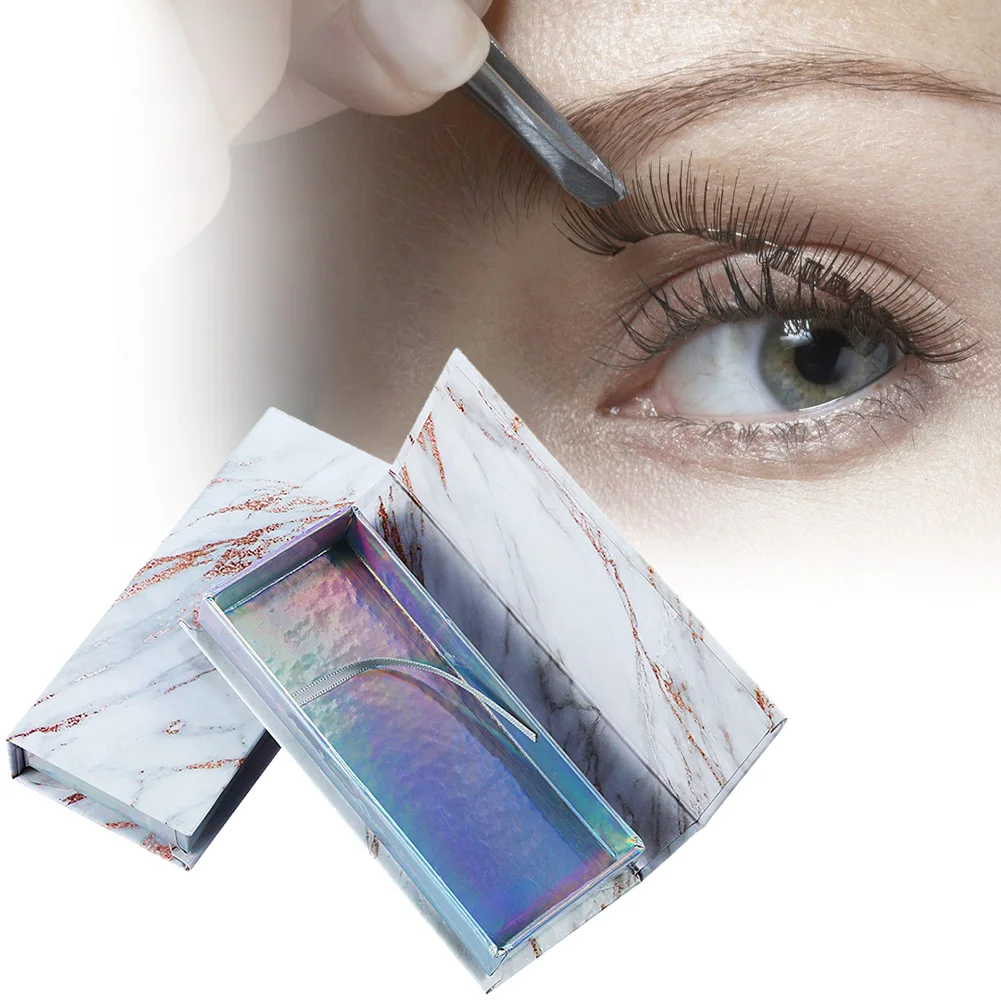 

Marble Style Empty False Eyelash Case Storage Box Compartment Fashion Makeup Protective Holder Travel Care Accessories