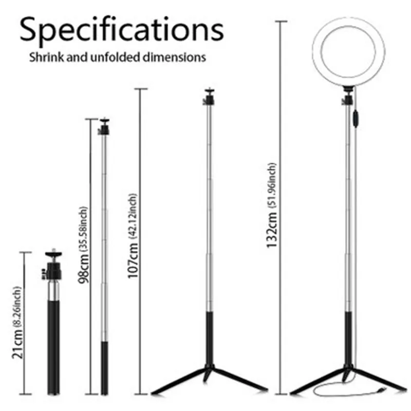 Новинка лампа для фотосъемки зеркало для макияжа светодиодный кольцевой светильник для селфи, для Live Studio, с регулируемой яркостью для макияжа камеры телефона лампа штативы держатель для телефона