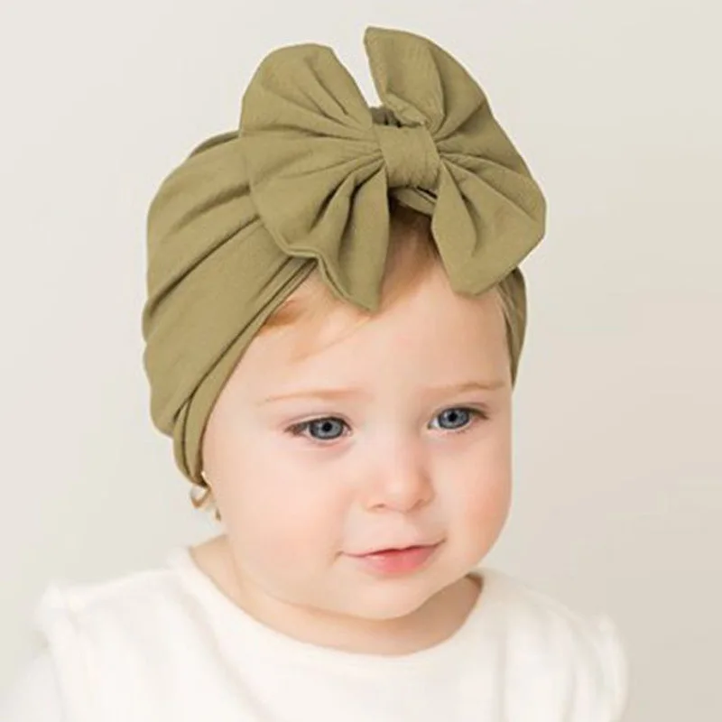 Baby Turban Good Quality Cotton Pleated Flower Girl Hats Infant Baby Beanie Caps Autumn Winter Solid Color Newborn Hats