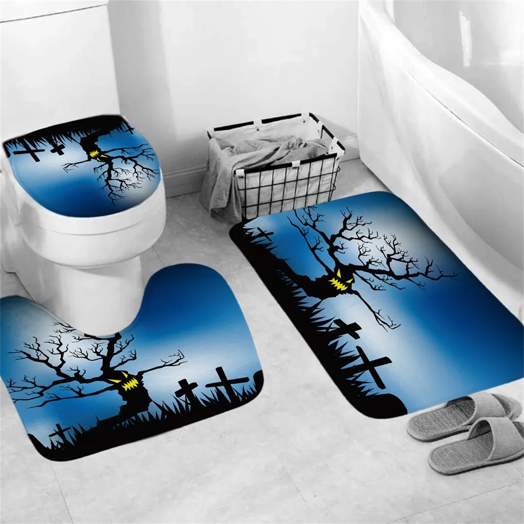 3 шт Хэллоуин фестиваль нескользящий коврик для ванной комнаты кухонный коврик Декор Туалет аксессуары туалетных принадлежностей