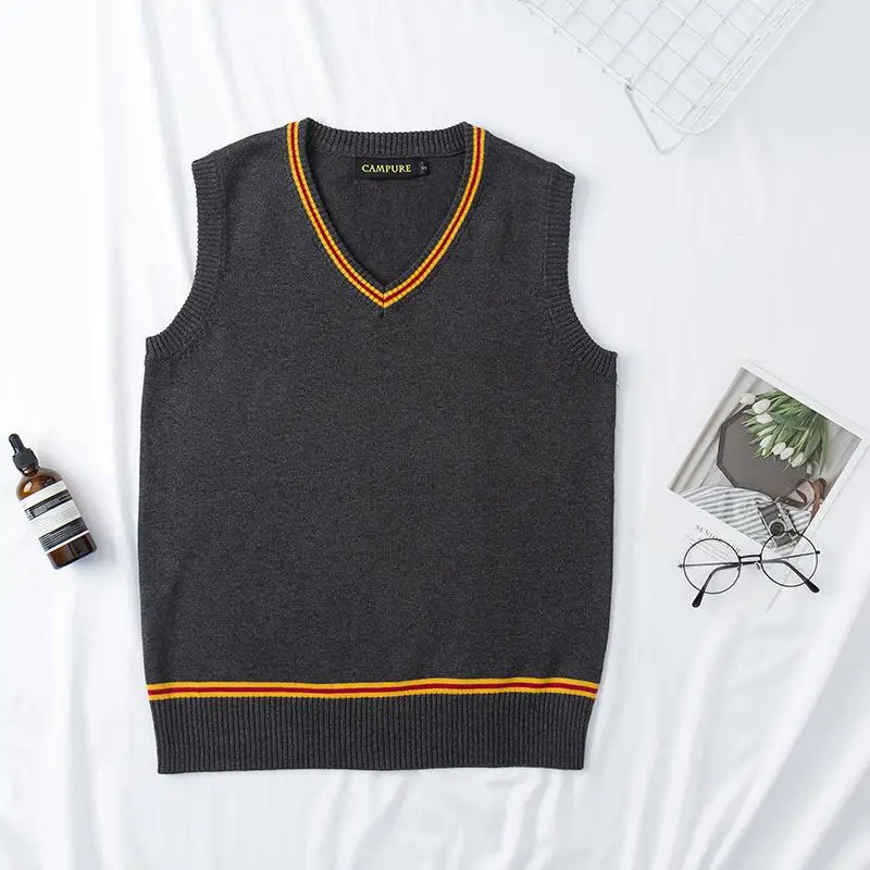 Sleeveless Sweater Vest School Uniforms V-neck Knitted Vest Japanese School Uniform for British School Boys And Girls Students