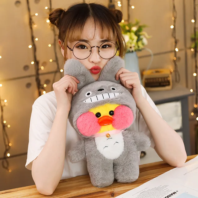 Cute LaLafanfan Cafe Duck Turn to Unicorn Totoro Panda Plush Toys Stuffed Soft Animal Dolls for Kids Girls Birthday Gifts 2