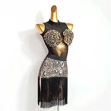 

Latin Dance Tops New Sexy Practice Clothes See-through Mesh Flower Bust Tops Bodysuits for Ballroom Samba Tango Chacha Dancing