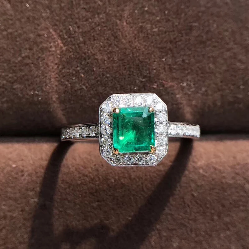AEAW 18K белое золото AAA 0.81ct изумруд 0,24 оправа для драгоценного/полудрагоценного камня кольцо обручальное для девушек для женщин