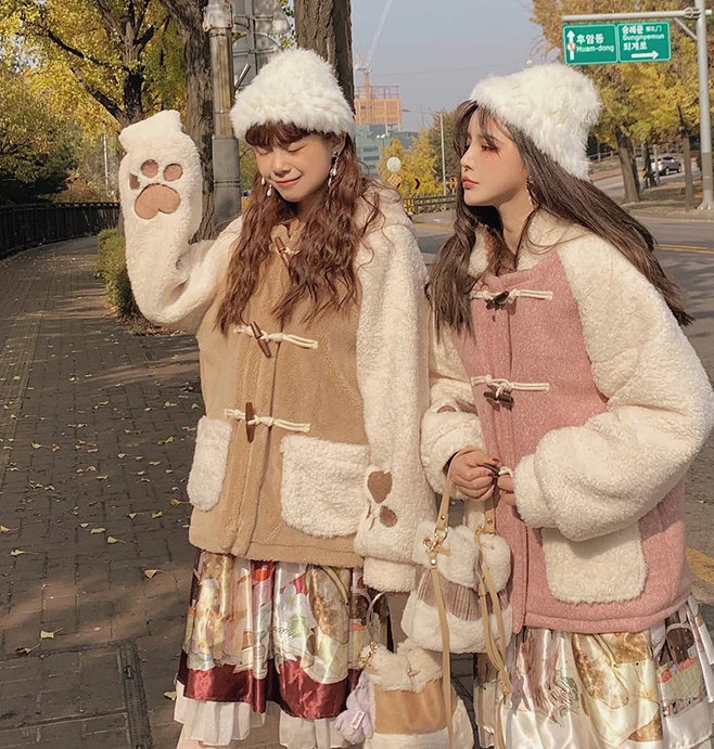 Soft girl jacket cute girls autumn winter keep warm Fresh sweet lolita top kawaii girl Princess tea party sweet cos loli