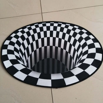 

3D Printing Geometric illusion Chair Mat Kids Playing Rug Balcony Bedside Kitchen Area Rug Doormat Round Living Room Carpet