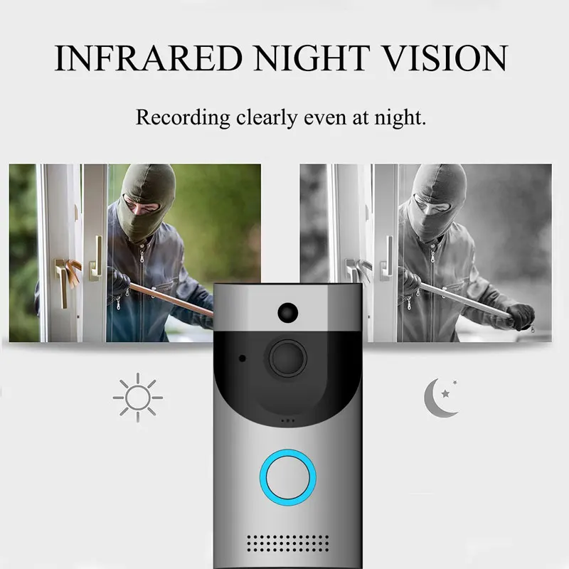 Smart Home Wifi Doorbell Camera intercom PIR Alarm Night vision WiFi Security Door Bell 720P waterproof