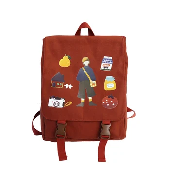 

Cute Cartoon Canvas Ladies Backpack Female Student School Bag For Teenage Girls Travel Backpack Rucksack Women Back Bags