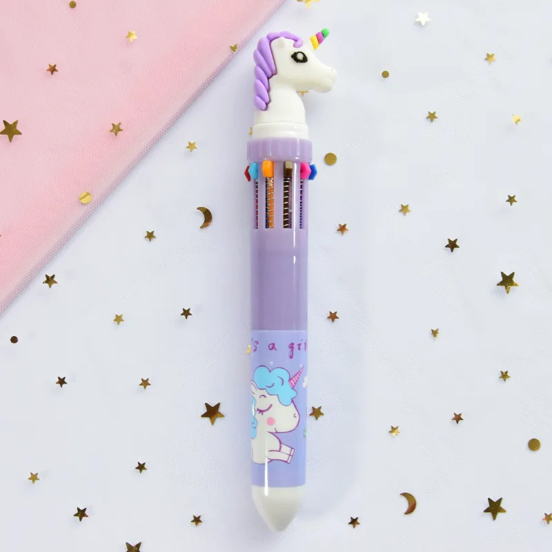 Милая поросенок, 10-цветная шариковая ручка с мультипликационным принтом, многофункциональная ручка с масляным нажатием, разноцветные канцелярские принадлежности для мужчин и женщин - Цвет: HS101-21