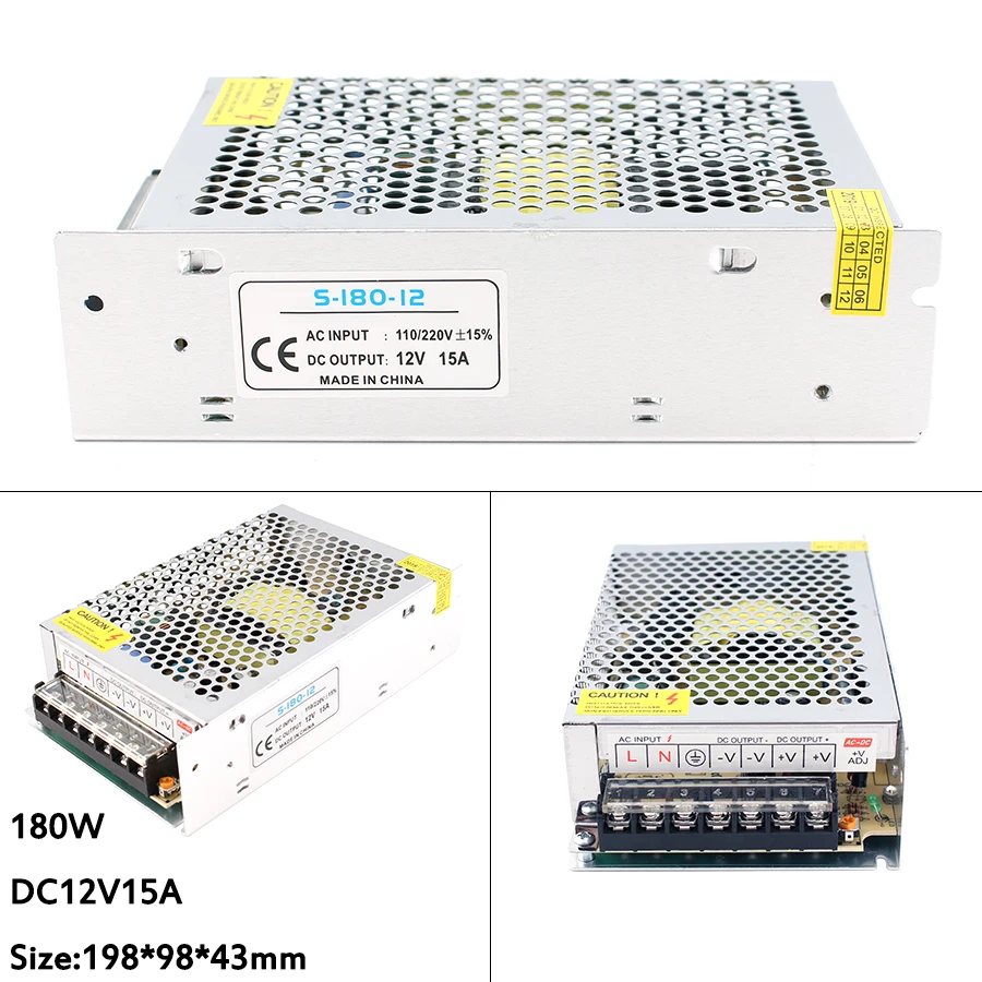 12 В источник питания AC DC smps 220 В до 12 в импульсный источник питания 12 В 3A 5A 10A 12A 15A 20A 30A трансформатор освещения SMPS - Цвет: 12V 15A