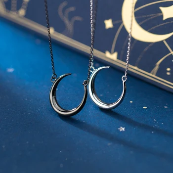 

Real 925 Silver Moon Pendant Chocker Minimalism Jewelry Boho Pendant Necklace Vintage Bijoux Femme Collier Necklace for Women