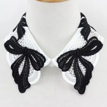 

Women Fashion Bow Style Fake Collar Detachable Net Mesh Lapel Necklace Neckwear