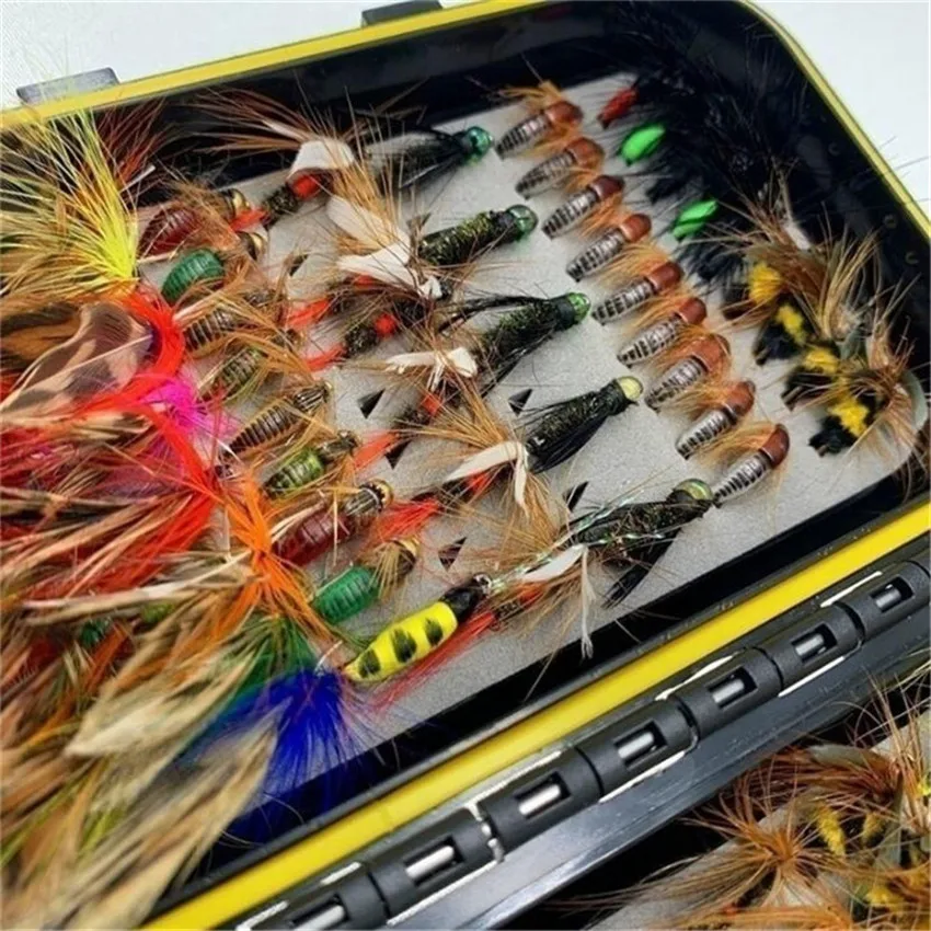 168Pcs wet dry fly fishing set nymph streamer poper emerger flies tying kit  material lures fishing box tackle for carp trout