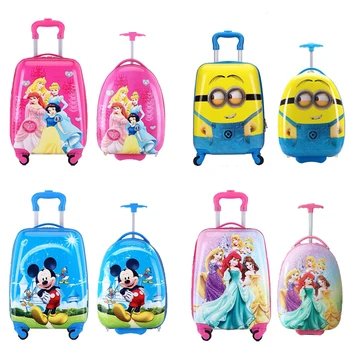 

16/18 inch Kids Cartoon rolling luggage children travel suitcase on wheel trolley luggage carry-ons hardside bag for kid gift