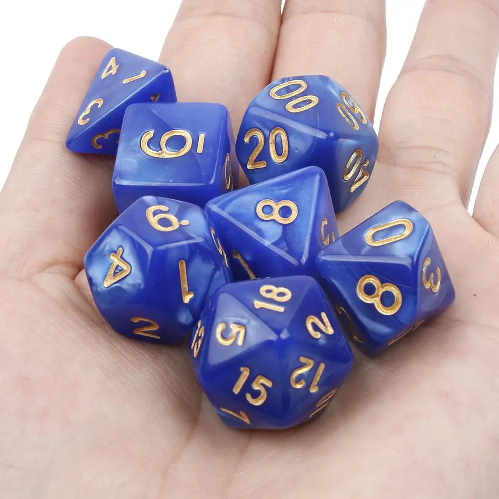 

7pcs Dice Set Multi-Sided Dices with Marble Effect DND and RPG Dice TRPG Gambling Game Pearl Grain for Parties Toy Bauble Gifts