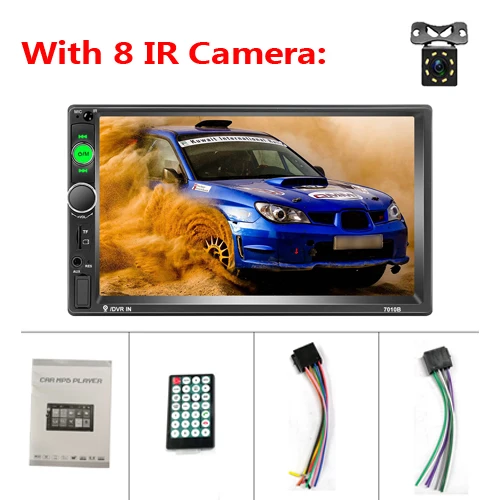 AMPrime 2din Автомобильная Радио " Авторадио Bluetooth Мультимедиа Видео плеер SD/FM/MP4/USB/AUX/Авто Стерео Mirrorlink с задней камерой - Цвет: With 8 IR Camera
