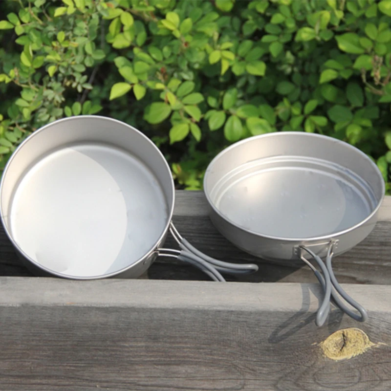 Походные горшки для кемпинга кастрюли и сковородки посуда для кемпинга посуда для пикника набор для приготовления пищи Титановая посуда с складная Ложка Вилка Нож