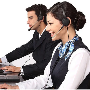 

Telephone Headset Call Center Operator USB Corded Offical Headphone with Mini for Computer Laptop PC