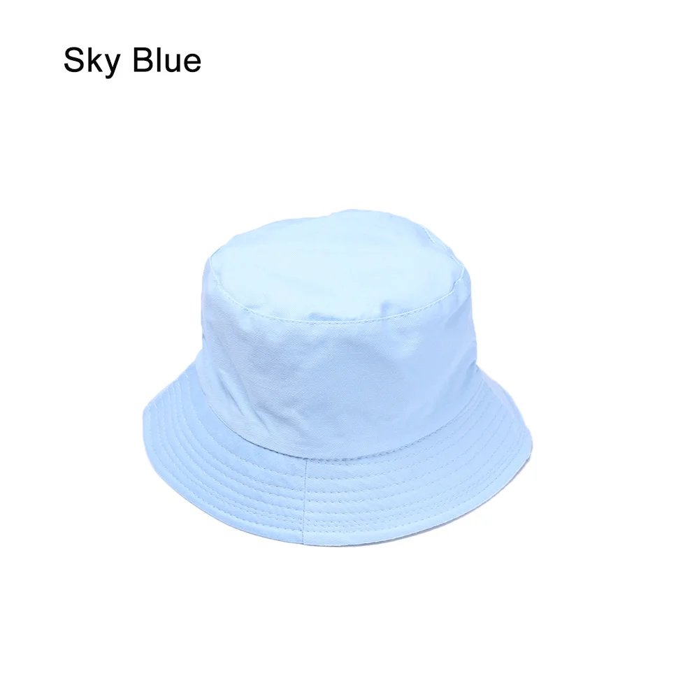 Okdeals летняя Солнцезащитная Мужская и женская шляпа-ведерко кепки лето осень сплошной Цвет Рыбак высокое качество хлопок Простые головные уборы - Цвет: sky blue