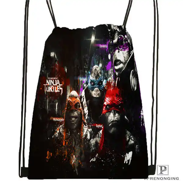Drawstring Backpack Пользовательские Черепашки-ниндзя, походная сумка на шнурке, милый рюкзак для детей(черная спинка) 31x40 см#180531-03-16 - Цвет: Drawstring Backpack