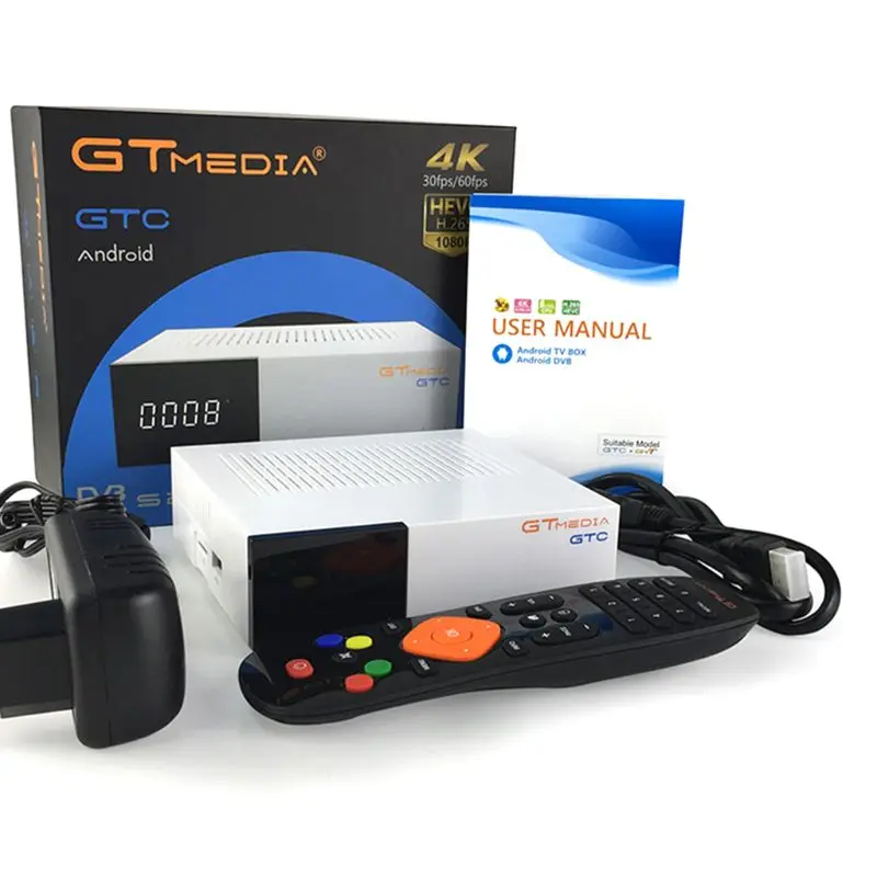 GTmedia GTC Receptor DVB-S2 DVB-C DVB-T2 ISDBT Amlogic S905D 6.0 TV BOX 2GB 16GB Satellite 1 Year IPTV Receiver Box | Электроника