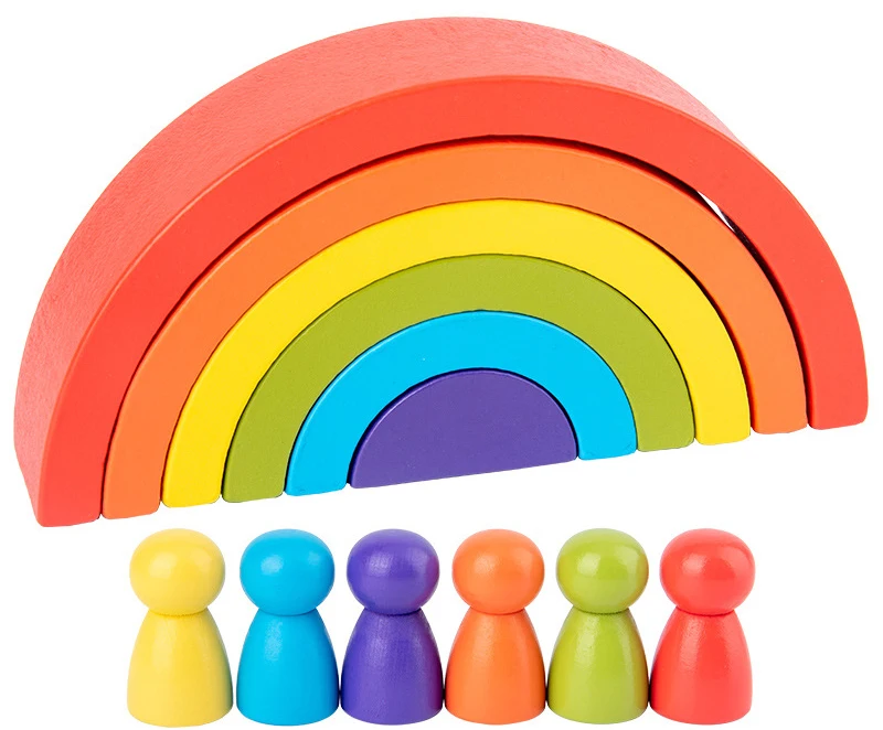 Baby-Toys-Rainbow-Wooden-Toys-Semicircle-Building-Blocks-Rectangular-Board-Pegdolls-Geometric-Wooden-Toys-For-Kids