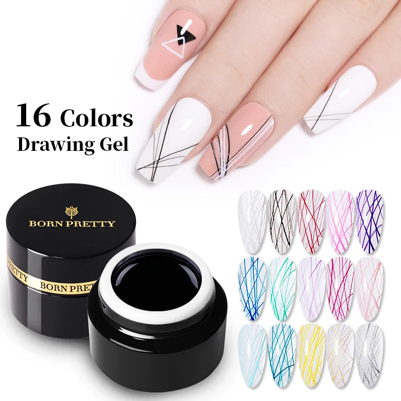 BORN PRETTY 5ml Polish Colorful Drawing Nail Gel Pull Line Thick Elastic Paint Art varnish | Красота и здоровье