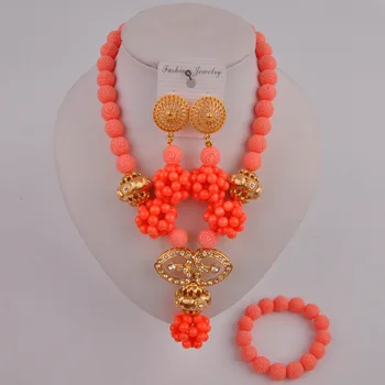 

fashion pink coral jewelry set nigerian wedding african coral set 20C51