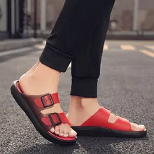 Мужские тапочки на плоской подошве с пряжкой; Модные Повседневные тапочки с мягкой подошвой; большие размеры; Мужские Пляжные шлепанцы с открытым носком в мозаичном стиле на нескользящей подошве