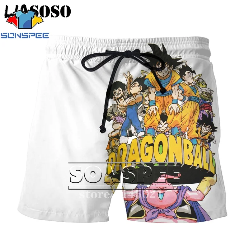 Черный SONSPEE мужские шорты с 3d принтом японского аниме DBZ Dragon Ball Z Son Goku Kakarotto, пляжные повседневные шорты, пляжные шорты D03 - Цвет: Черный