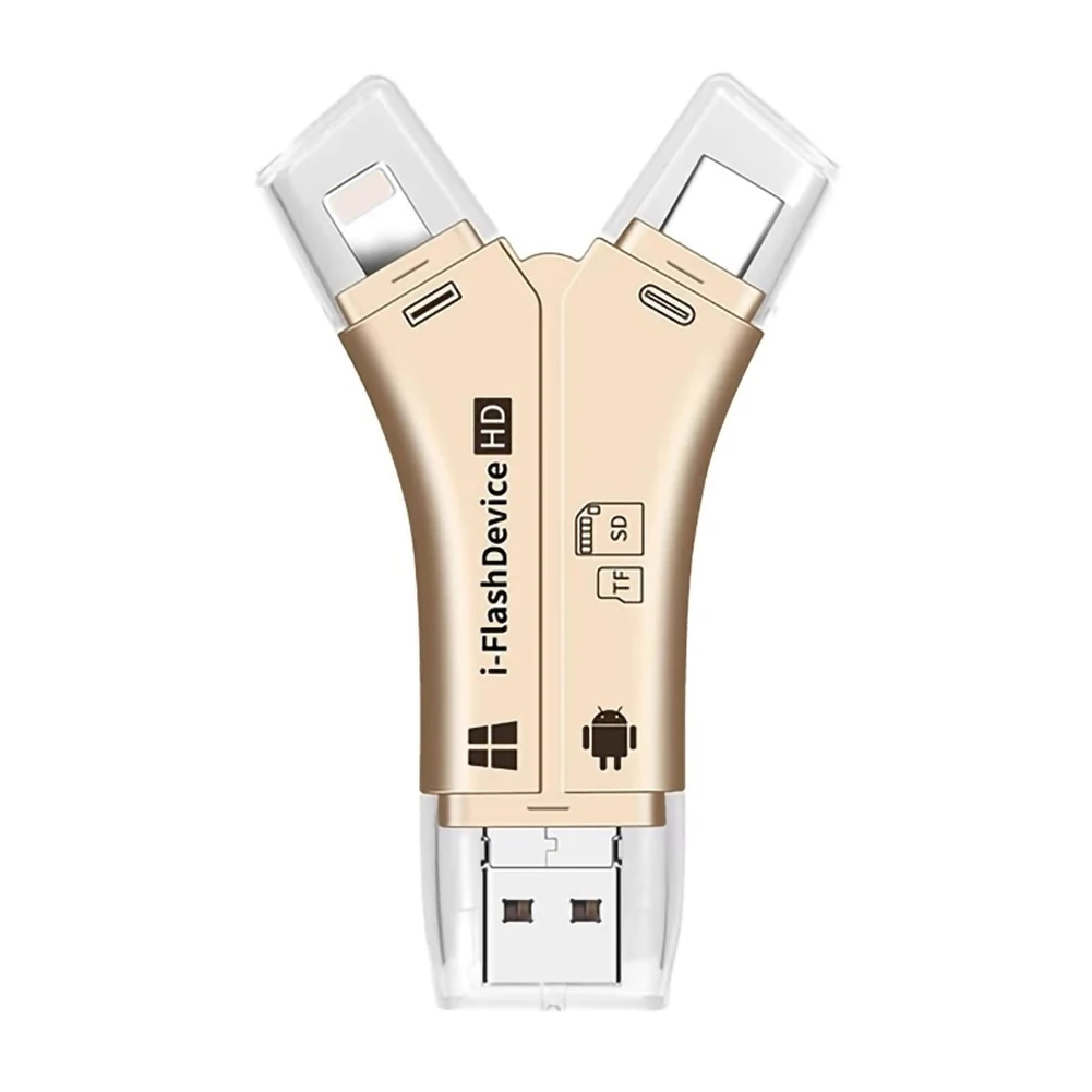 

4 in 1 i Flash Drive USB Type-C Micro SD TF Card Reader Adapter USB Lighting High-speed Universal Card Reader Extension Headers