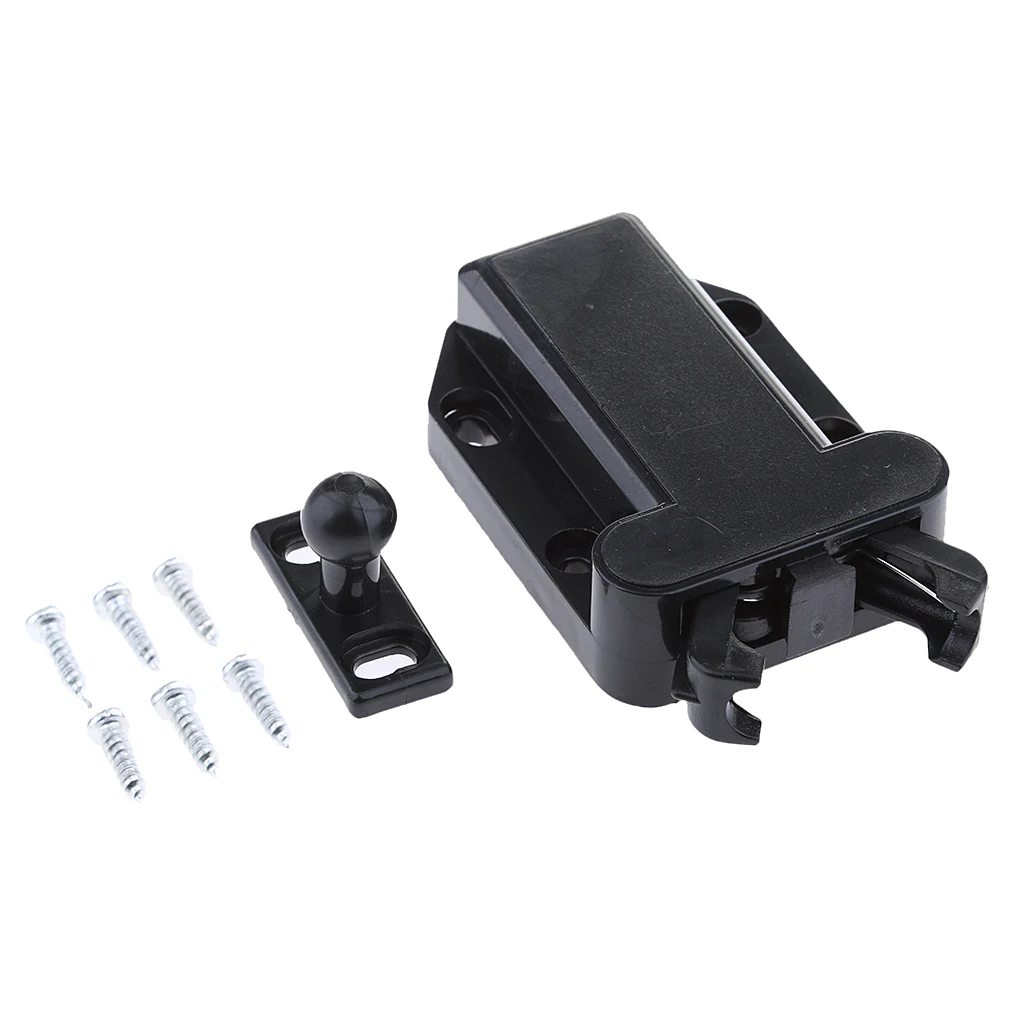 1 Set Touch Latch Push To Open Door Latch Non-Magnetic Safe Push Latch Black