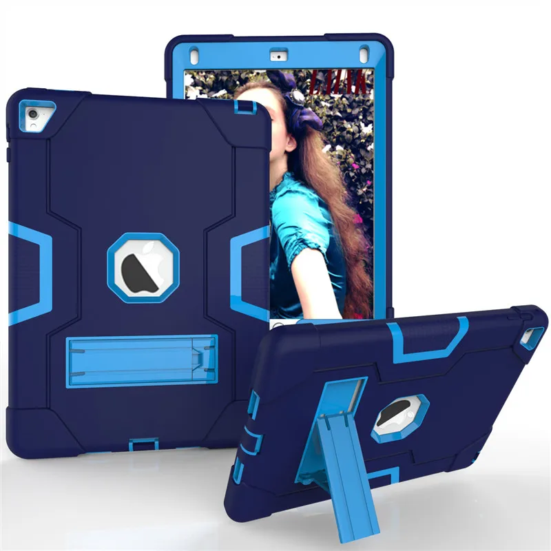 

For Ipad Air 2 Case A1566 A1567 Cover For Ipad Air 2 9.7 Armor Drop Resistance Silicon TPU +PC shell Shockproof Stand Protective