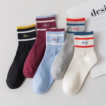 

Long Socks Women Cotton Stripe Woman Sock Happy Solid Color Standard Sox High Quality Ladies Spring Autumn Trendy Lady Skarpetki