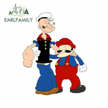 

EARLFAMILY 13cm x 10.1cm for Popeye and Jumpman Car Sticker JDM Window Car Bumper Decal Wall Decor Vinyl Cartoon