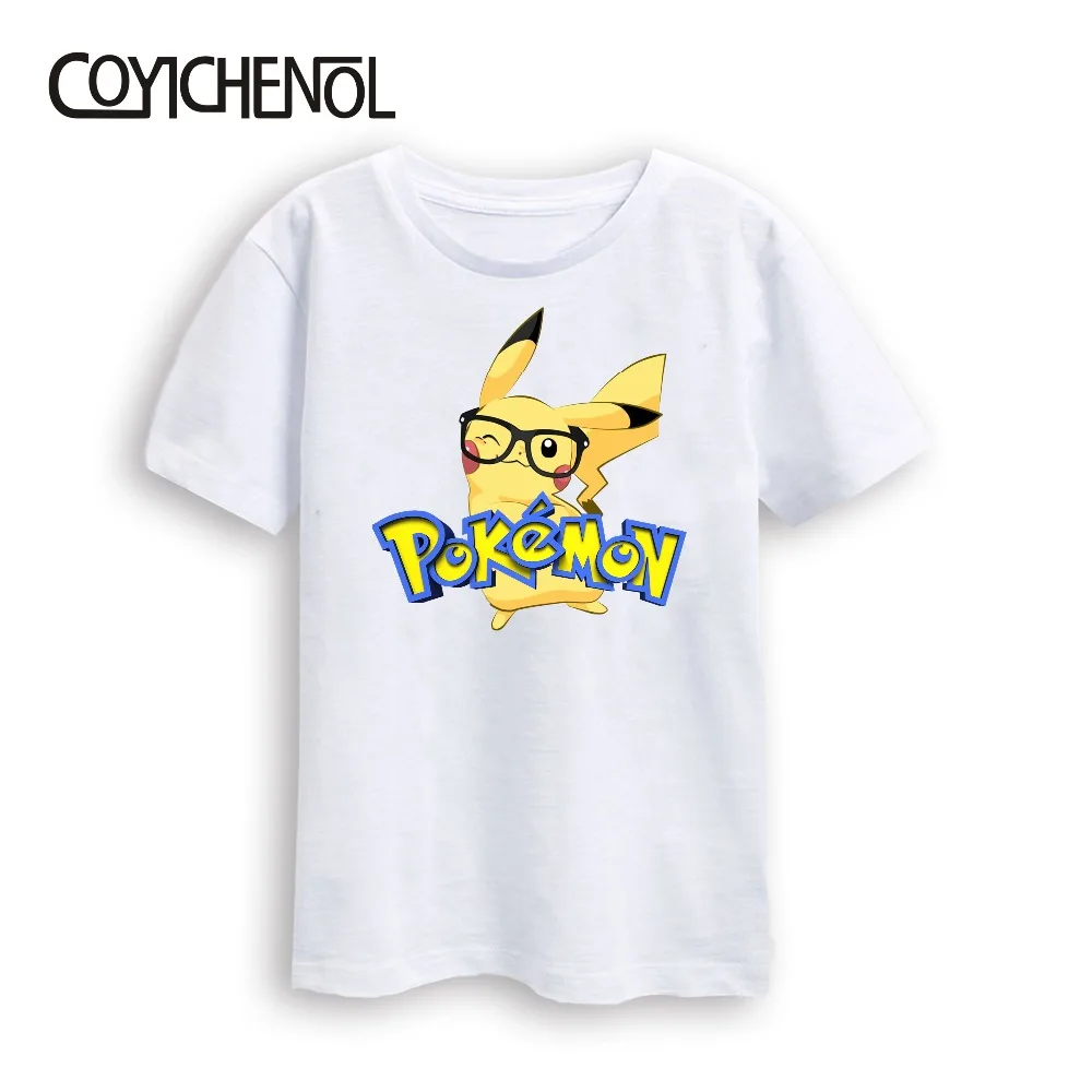 Детская футболка с покемонами, Детская футболка с Пикачу, новые От 2 до 12 лет топы для детей с мультипликационным принтом, COYICHENOL