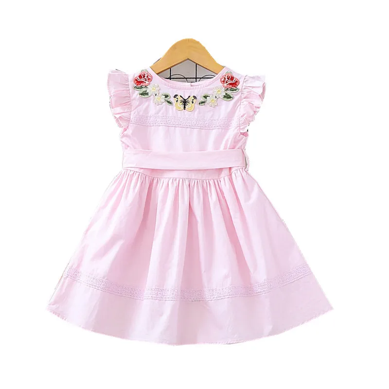 Платье для девочек с цветочным узором и бабочками; коллекция года; летняя детская одежда