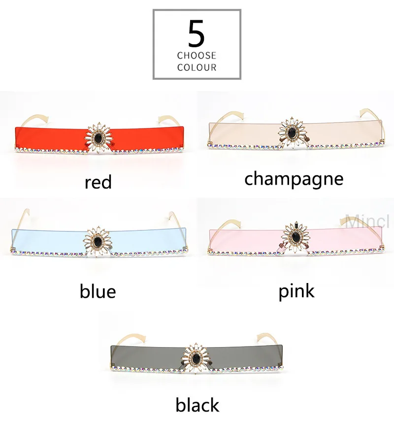 Маленький апельсин прямоугольные без ободка солнцезащитные очки с бриллиантами мужские и женские дизайнерские крошечные узкие бескаркасные оттенки солнцезащитные очки оттенки FML