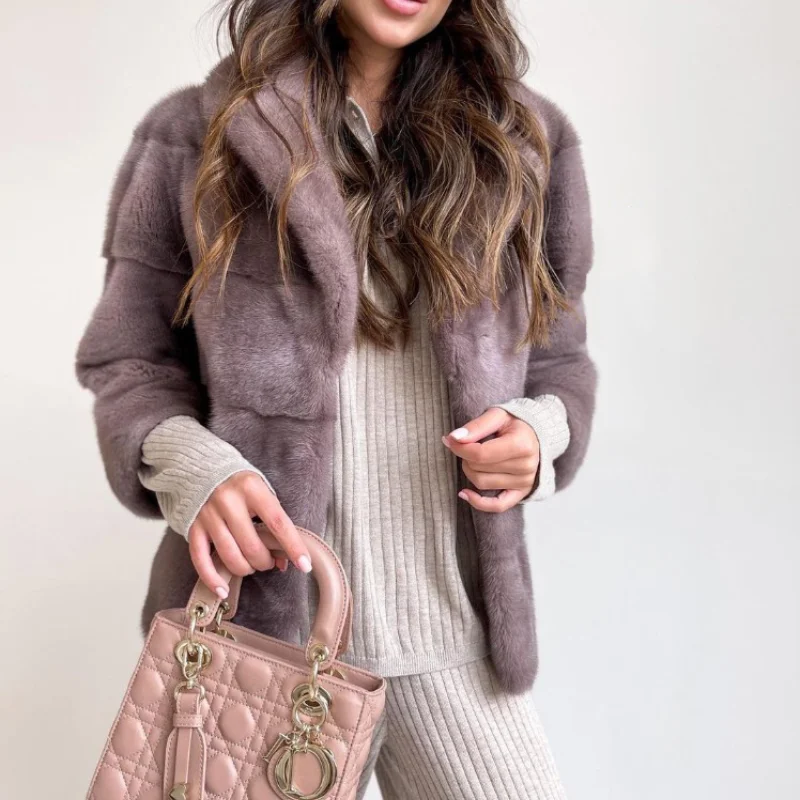 FURSARCAR 2021 New Arrival Natural Mink Fur Coat Slim Female Real Mink Fur Coat Warm Thick Winter Fashion Casual Style Overcoat