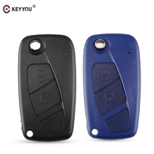 KEYYOU plegable funda para mando a distancia del coche cubierta Fob en blanco para FIAT Iveco Punto Ducato Stilo Panda, Idea Doblo Bravo 2 botones