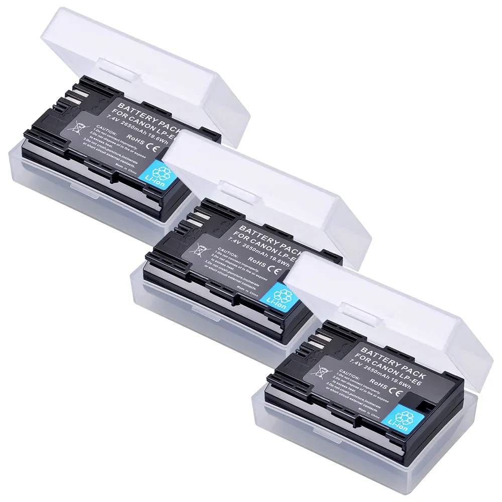 Batteria Della Macchina Fotografica Di 2650Mah Bateria Lp-E6 Lp E6 E6N Akku Per Canon Lp-E6N Eos 5Ds 5D Mark Ii Mark Iii 6D 7D 60D 60Da 70D 80D